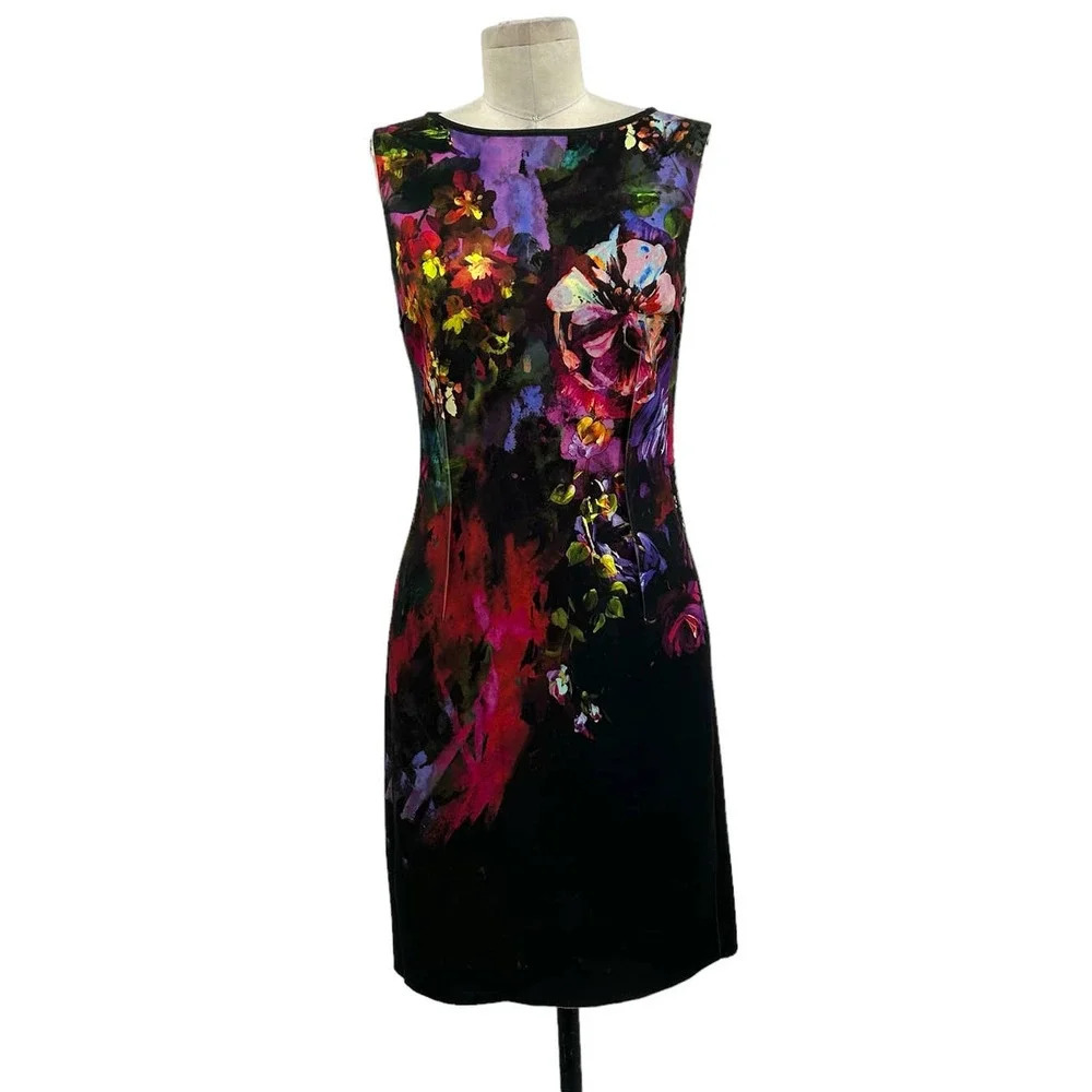 Rickie Freeman for Teri Jon Floral Print Scuba Sheath Dress Size‎ 4
